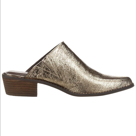 Moonstruck Rose Gold Rustic Mule Clog Block Heel - Picture 7 of 8